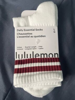 🍋 NWT Lululemon Unisex Daily Essential Socks - White/Rockwood - Sz Large